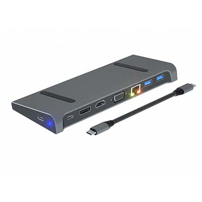 T904 TYPE-C TO HDMI+DP+VGA+PD+USB3.0 *3+RJ45+音频3.5 