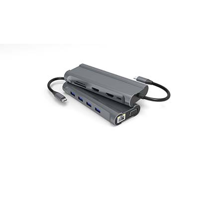 T1105 TYPE-C TO PD+SD/TF+USB3.0*1+USB2.0*2+RJ45+HDMI*2+VGA+音频3.5
