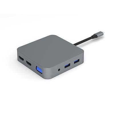 T1109 TYPE-C TO PD+SD/TF+USB3.0*3+RJ45+HDMI*2+VGA+耳机3.5mm